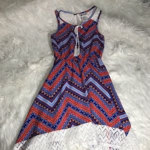 Girls blue/orange multicolored summer dress